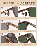 CARFIA Retro Acetate Mens Polarized Sunglasses UV Protection Fit Most Face Shapes Handmade Square Shades for Driving Fishing