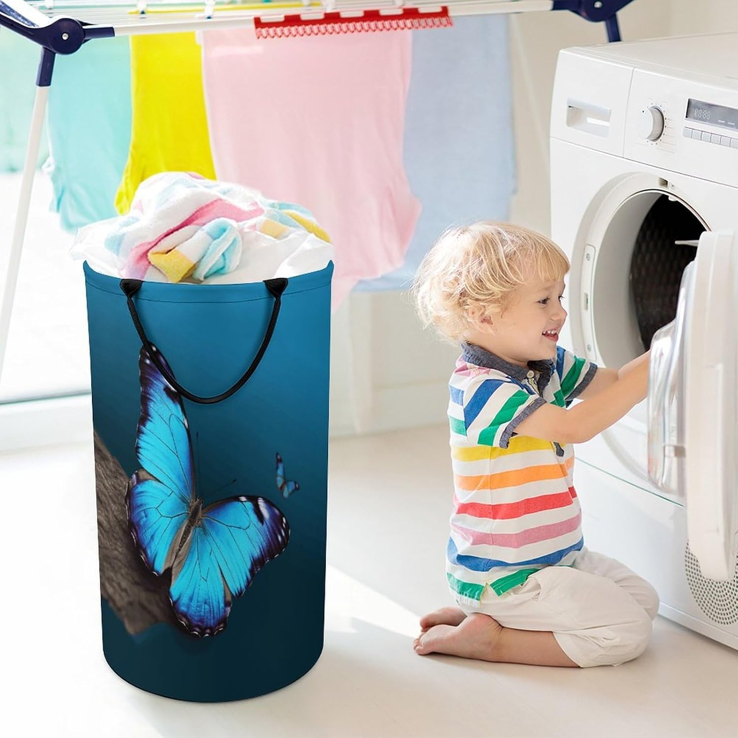 Dirty Clothes Basket Extra Large 110l Open Top Laundry Hamper With Portable Carry Handles, Foldable Waterproof Clothes Basket Spacious Laundry Bag For Bedroom Bathroom Laundry Room Dorm