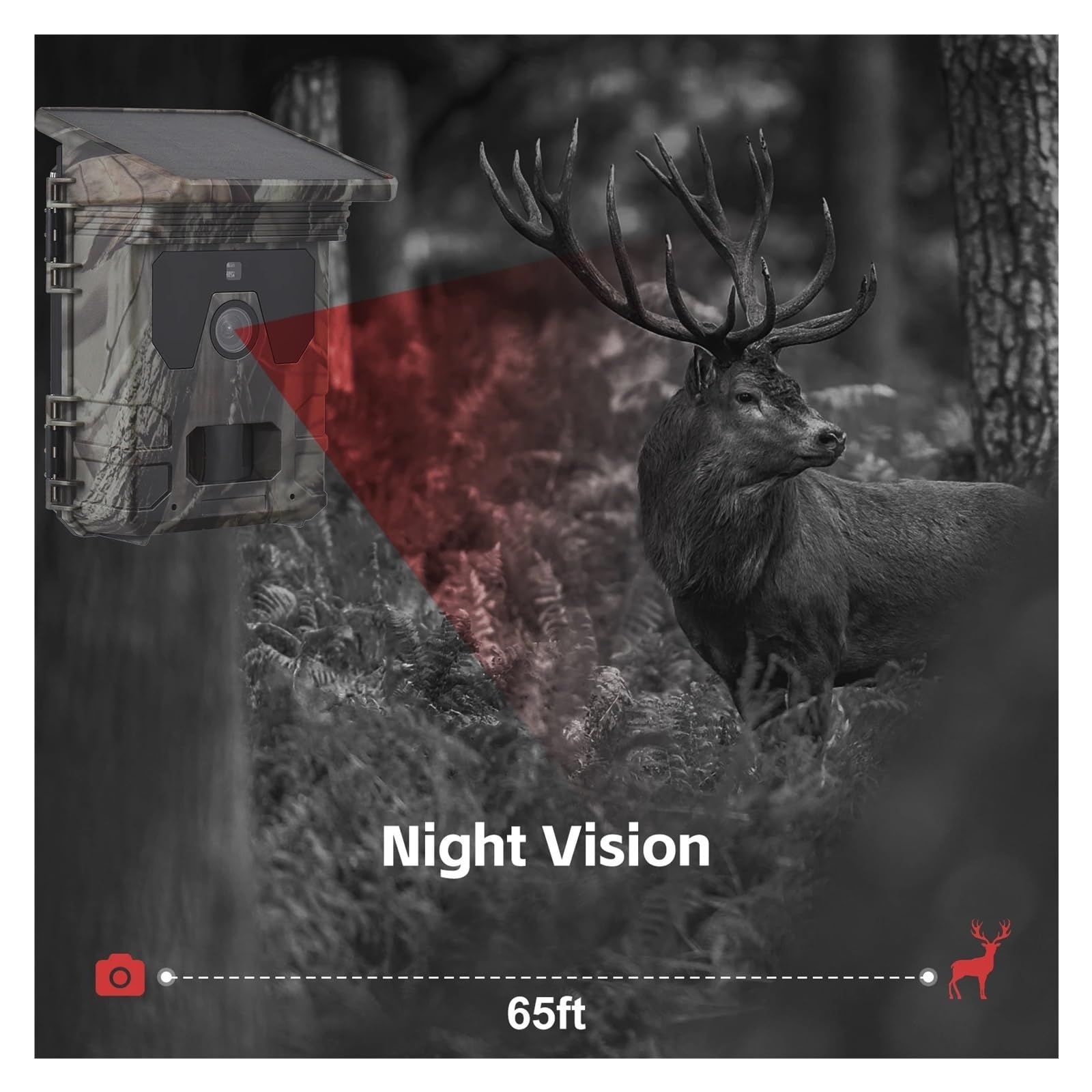 Cámara Vida Silvestre Cámara De Caza 4K 50MP, Rastreo Visión Nocturna con Energía Solar, IP65, Resistente Al Agua, Tiempo Disparo 0,3 S, For Exteriores Confiable Preciso