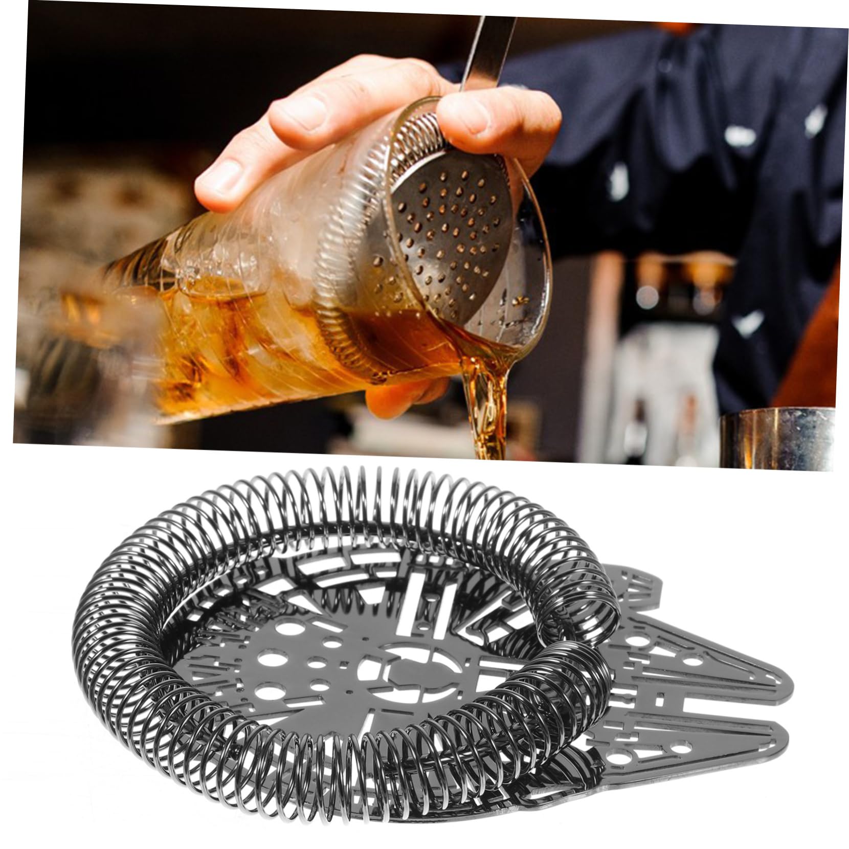 2 Piezas Colador de Cócteles Inoxidable Bar de Hielo y Herramienta de Coctelería Profesional Ergonómico Limpiar