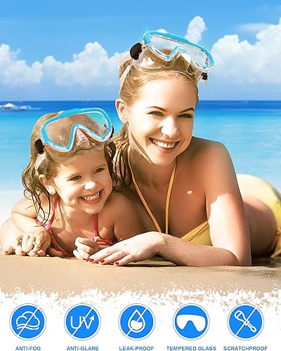 Miniatura 5 de Norabidea Gafas de natación para adultos y niños, gafas de natación antivaho con cubierta para la nariz, sin fugas, máscara de buceo transparente de