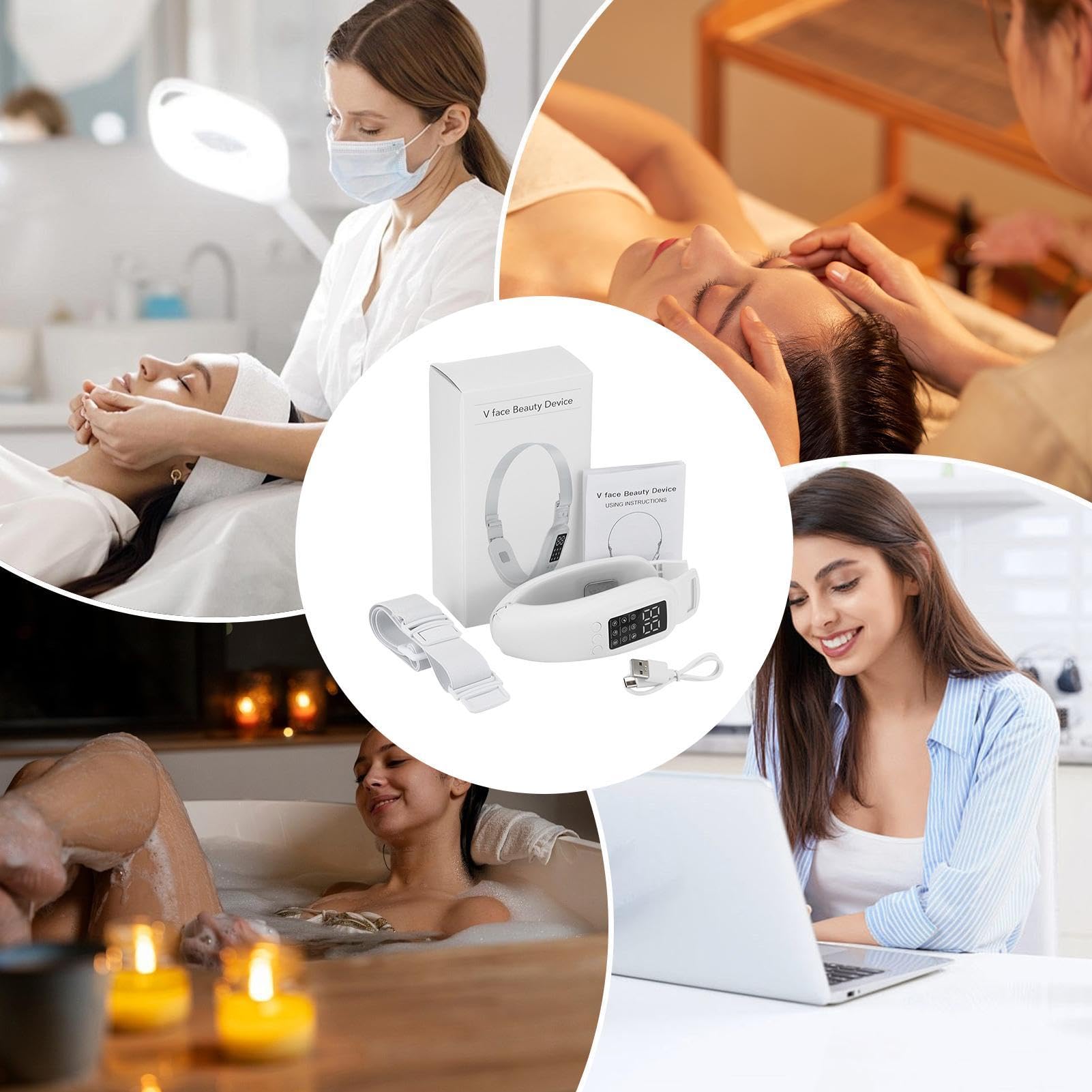 V Face Lifting Gerät - 8 Modi Elektrisches Gesichtsmassagegerät mit 15 Stufen