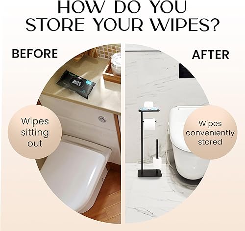 Miniatura 11 de Day Moon™ Soporte de papel higiénico cromado con repisa y caja dispensadora de toallitas desechables, con almacenamiento, montaje en pared Cromo