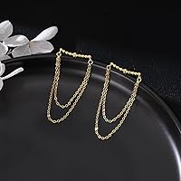 Vista 5 de SLUYNZ Aretes colgantes de plata de ley 925 para mujer, aretes colgantes de borla, bolas pequeñas