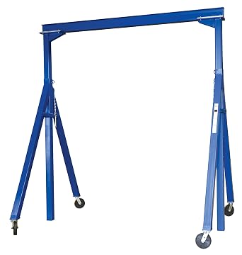 Vestil AHS-4-10-16 Steel Adjustable Height Gantry Crane with Glass Filled Phenolic Casters 10 Ft. x 16 Ft. 4000 Lb. Capacity Blue