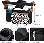 NARUTOO Organisateur de Poussettes pour bébés, Organisateur universel de Pelleroller avec sac de téléphone amovible, Poussette Caddy avec 2 Supports de coupe isolés, sac d'organisateur Buggy avec 2 Crochets convient à la plupart des poussettes (Leopard)