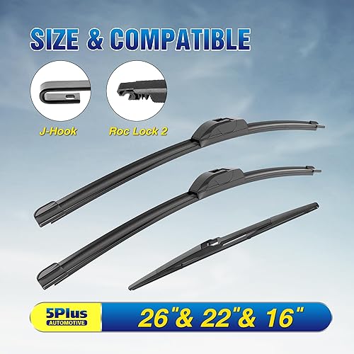 Miniatura 2 de Repuesto para Honda Odyssey 2021-2005 (juego de 3), limpiaparabrisas de 26 pulgadas + 22 pulgadas, con limpiaparabrisas trasero de 16 pulgadas, para