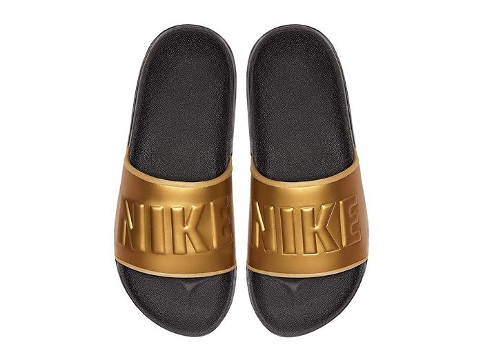 gold nike slides