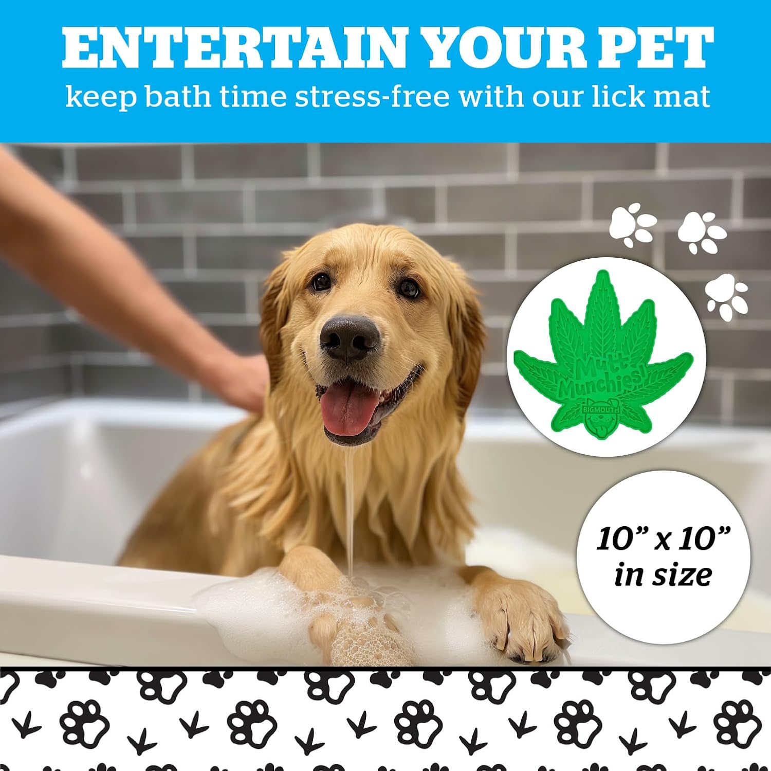 BigMouth Mutt Munchies Silicone Lick Mat for Dogs and Cats, Slow Feeder Enrichment Pad, Dishwasher Safe Anxiety Relief Toy image 3