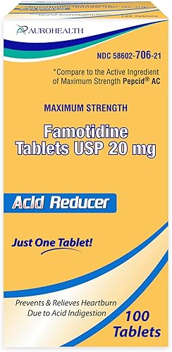 Famotidine 20mg Tableta, 100 unidades (comparado con Pepcid AC Max)