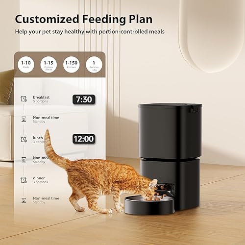 Miniatura 2 de Comedero automático para gatos, 5 l21 tazas, alimentador automático para mascotas, alimentador automático de doble potencia, dispensador de