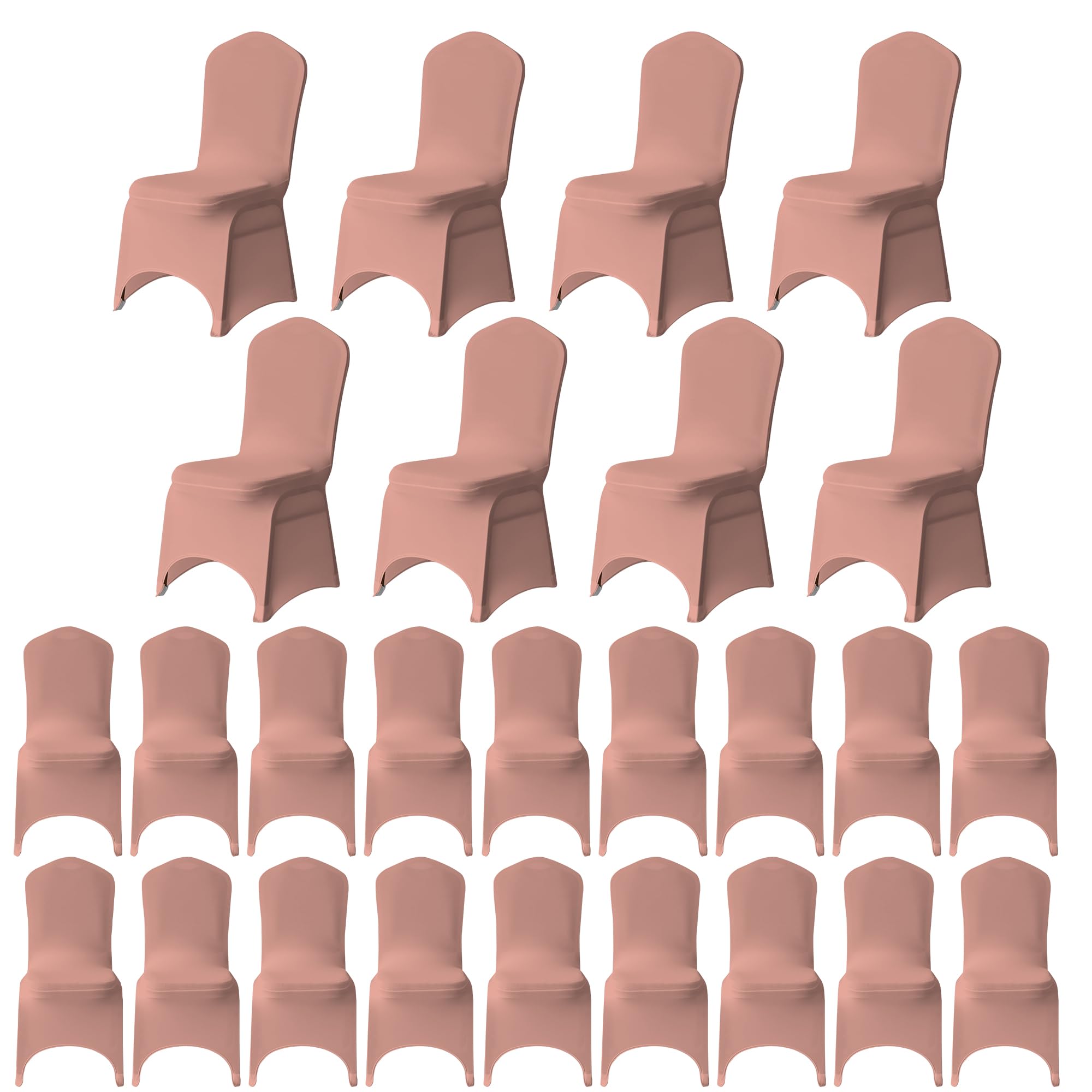 WedDecor Spandex Chair Cover Stretchy Fabric Removable Elasticated Dining Chair Protector Slipcovers For Wedding Birthday Banquet Hotel Party Supplies Decoration, Rose Gold, 100Pcs