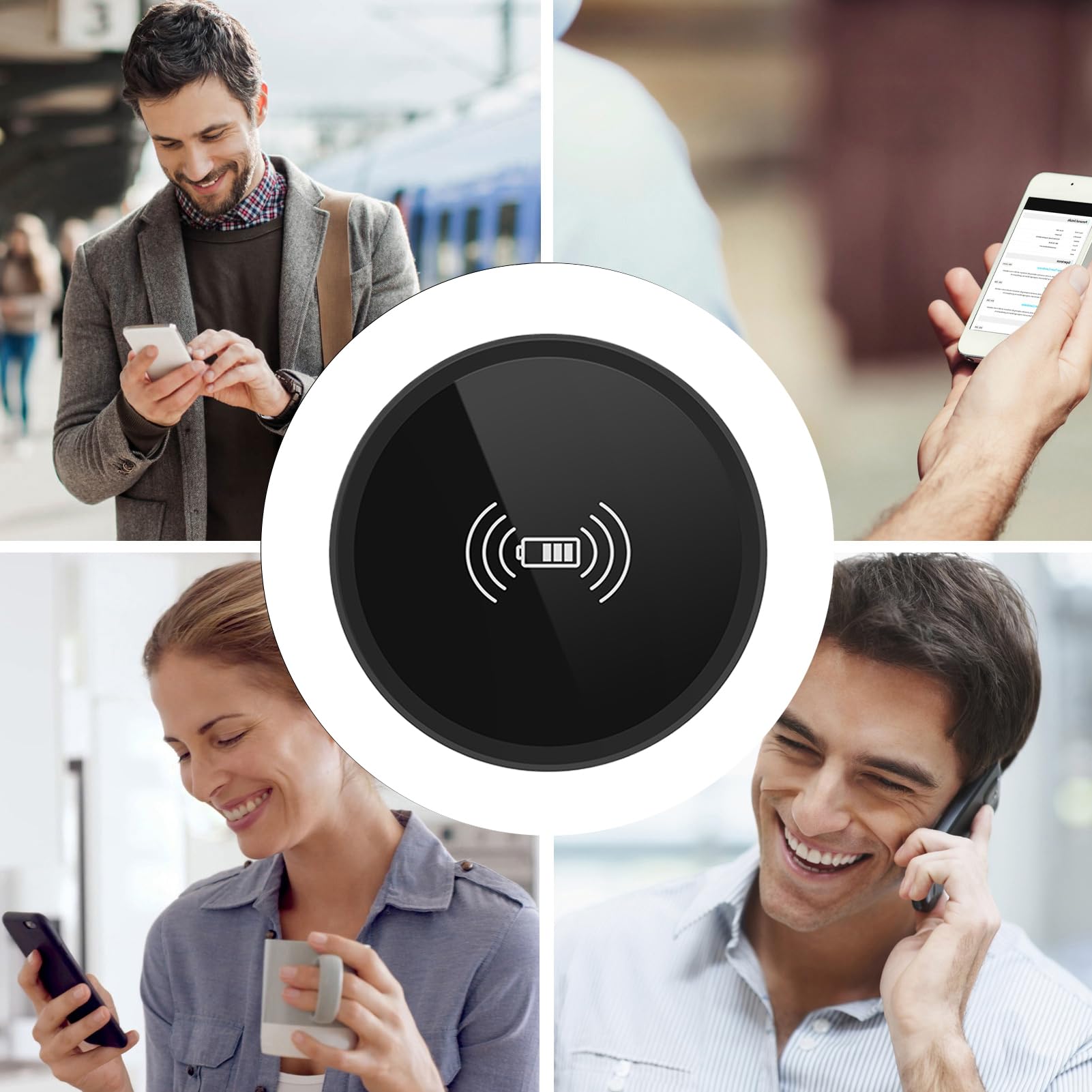 Caricatore rapido di ricarica wireless invisibile nascosto sotto il telefono da scrivania Stazione di ricarica wireless veloce a induzione Dock USB Type-c 5W  44