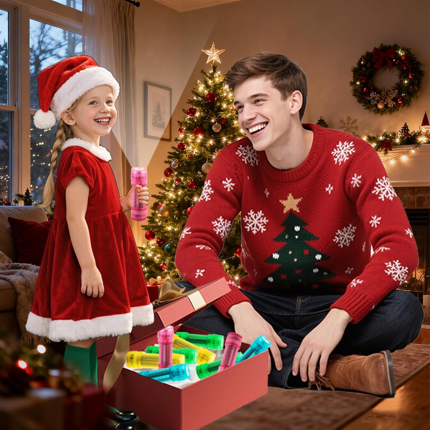 KunHe 30 Pack Glow in Dark Flashlights Small Mini Flashlight for Kids Bulk flashlights with Batteries Christmas Gifts Stocking Stuffers for Kids Halloween Birthday Party Bulk Christmas Gifts - Image 2