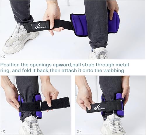 Miniatura 7 de Sportneer - Pesas de tobillo y muñeca ajustables para mujeres, hombres y niños, correas de peso para piernas para fitness, caminar, correr,