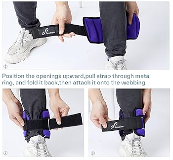 Sportneer Adjustable Weights Ankle Weights, 0.45kg-1.8kg 1 Pair Set Of Adjustable Ankle Weights Wrist Straps Black