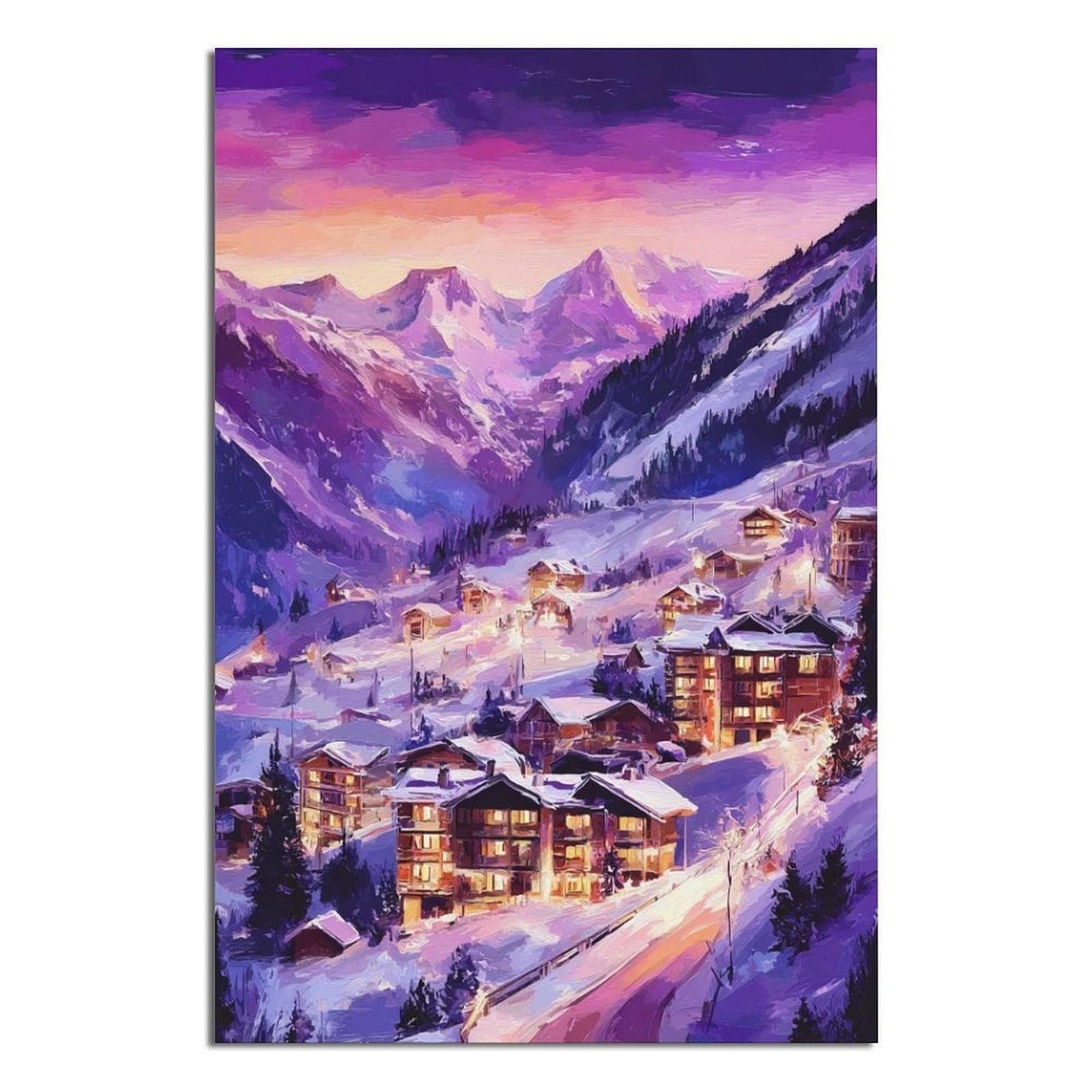 Courchevel Ski Posters 20x30inch(50x75cm) Vintage Watercolor Canvas Art