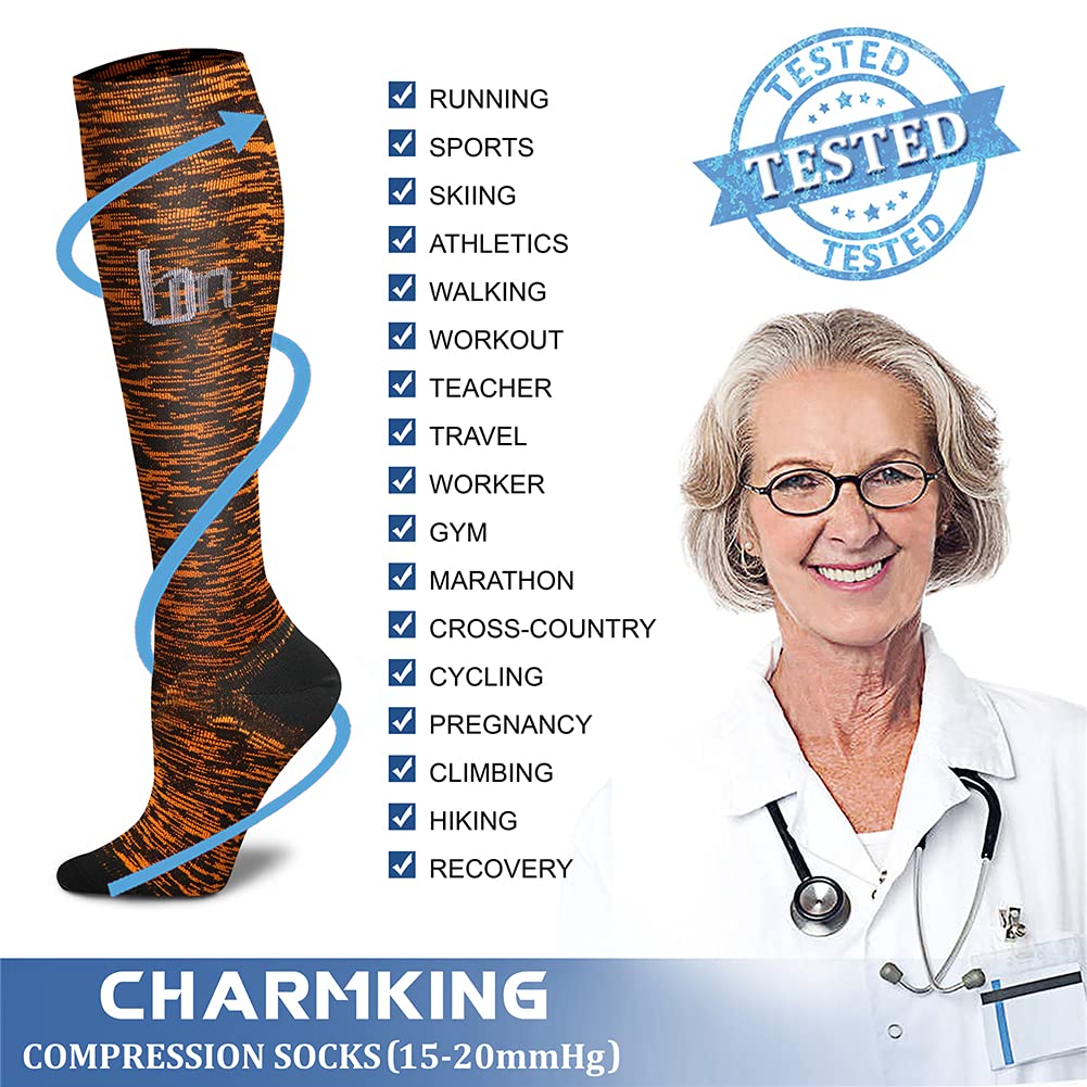 Calcetines de compresión (3 pares) de 15 a 20 mmHg es el mejor atlético y médico para hombres y mujeres, correr, vuelo, viajes, enfermeras, edema