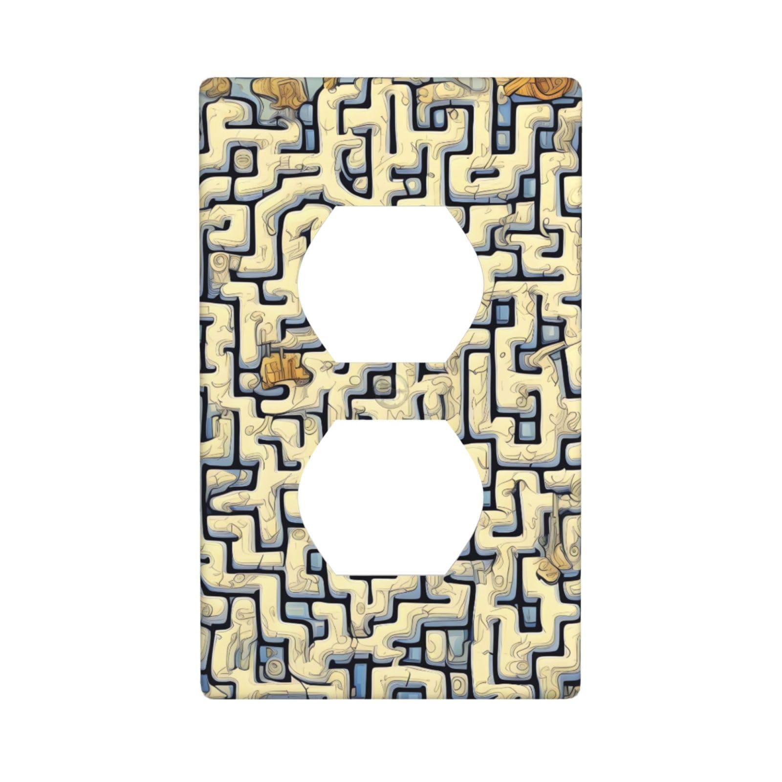 Labyrinth Treasure Map Decorative Switch Plate Cover-Unbreakable Polycarbonate Wall Plate for Home Office, 1 Gang with Screws