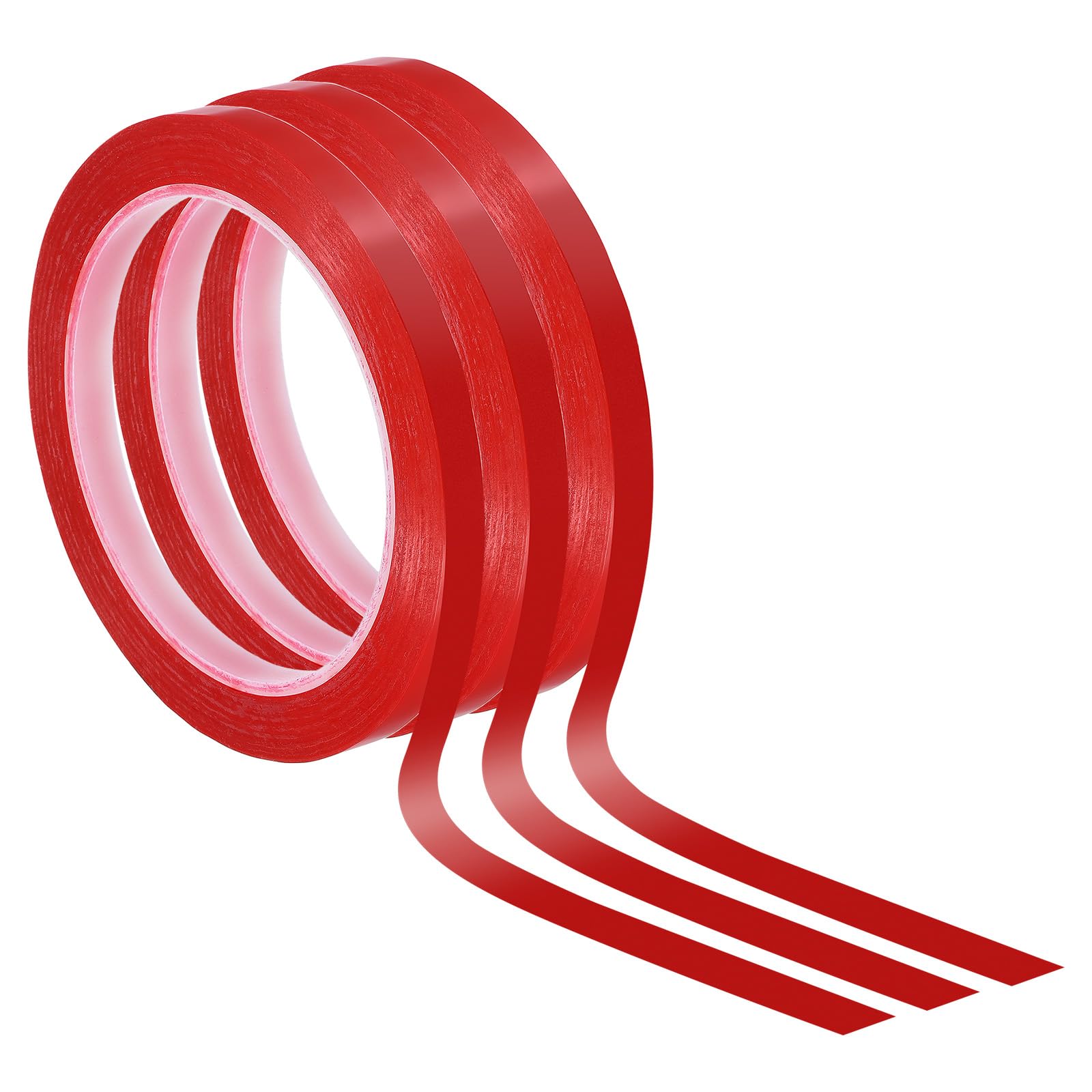 PATIKIL 11/32"(9mm) Whiteboard Tape, 3 Pack Thin Dry Erase Tape 72 Yard(66m) for Graphic Chart Marking DIY Art, Red