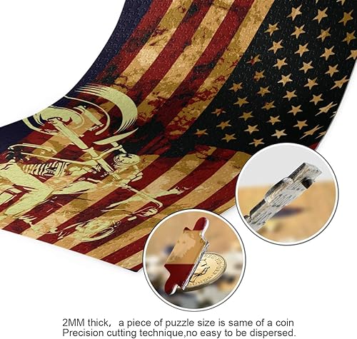 Miniatura 2 de Nander Rompecabezas de 500 piezas de juguetes de calavera para motocicleta, bandera estadounidense, rompecabezas educativo intelectual, juguete para