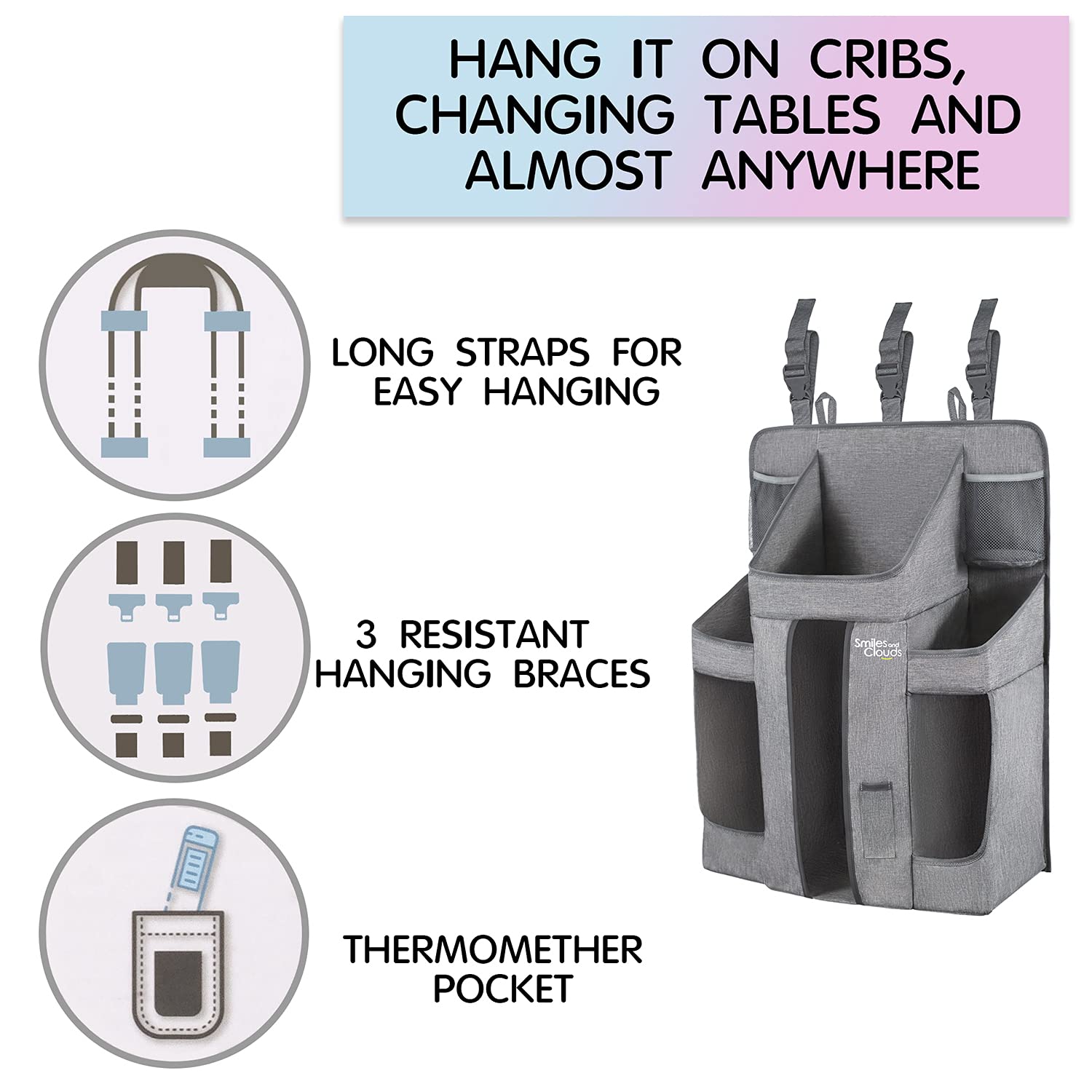 Buy Large Hanging Diaper Caddy Organizer Playard or Wall Diaper Stacker