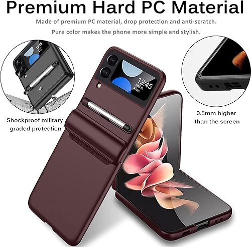 Miniatura 6 de Miimall Funda compatible con Samsung Galaxy Z Flip 4 con S Pen, protección magnética de bisagra todo incluido + protector de pantalla de vidrio