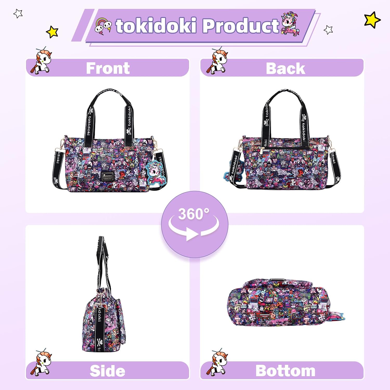 Tokidoki Tote Bag for Women Large Capacity Shoulder Bag with Strap Hobo Tote Handbag for Trave Work