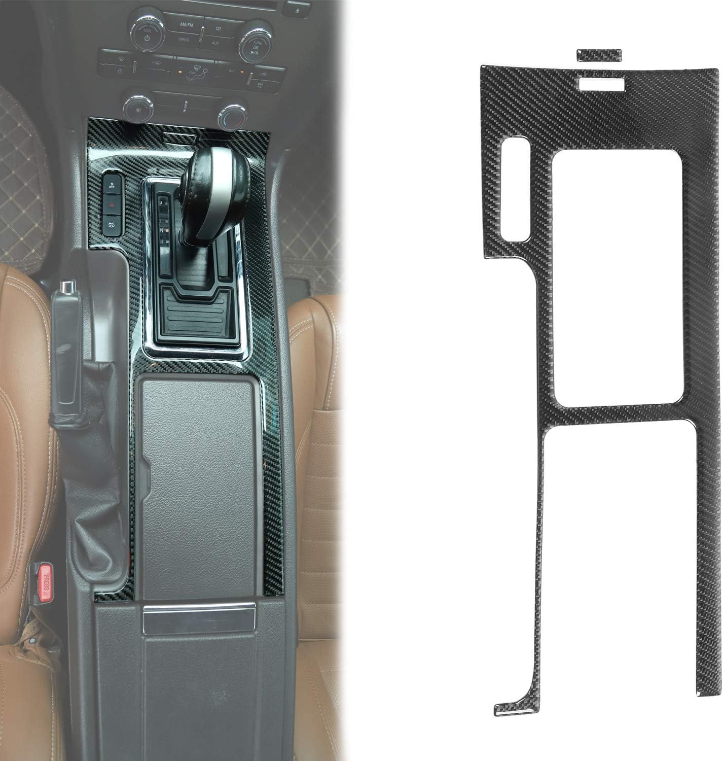 RT-TCZ for Mustang Gear Shift Panel Trim Cover for Ford Mustang 2009-2013 Soft Carbon Fiber Interior Accessories