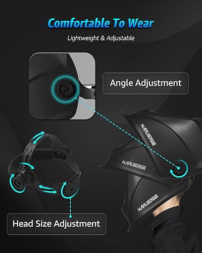 Miniatura 7 de Casco de soldadura de color verdadero para hombres, casco de soldadura de visión grande, pantalla fija 10, ideal para arco Mig Tig, capucha de