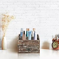 Vista 2 de Office Desk Organizer with Drawers & Dark Brown Vintage Wood Desktop Storage Caddy 2pcs/set Workspace Supplies Farmhouse Mail Countertop Organizer