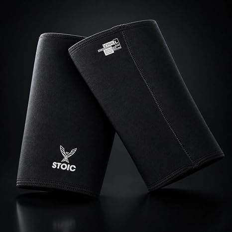 Stoic 7mm Neoprene Knee Sleeves for Men & Women, Black - XX-Small
