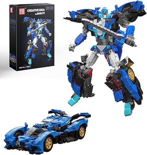 Mould King Transformers técnicos 2 en 1 juguetes de construcción STEM, bloques de construcción Lambo Super Car Toys 10061 transformables robot, kits