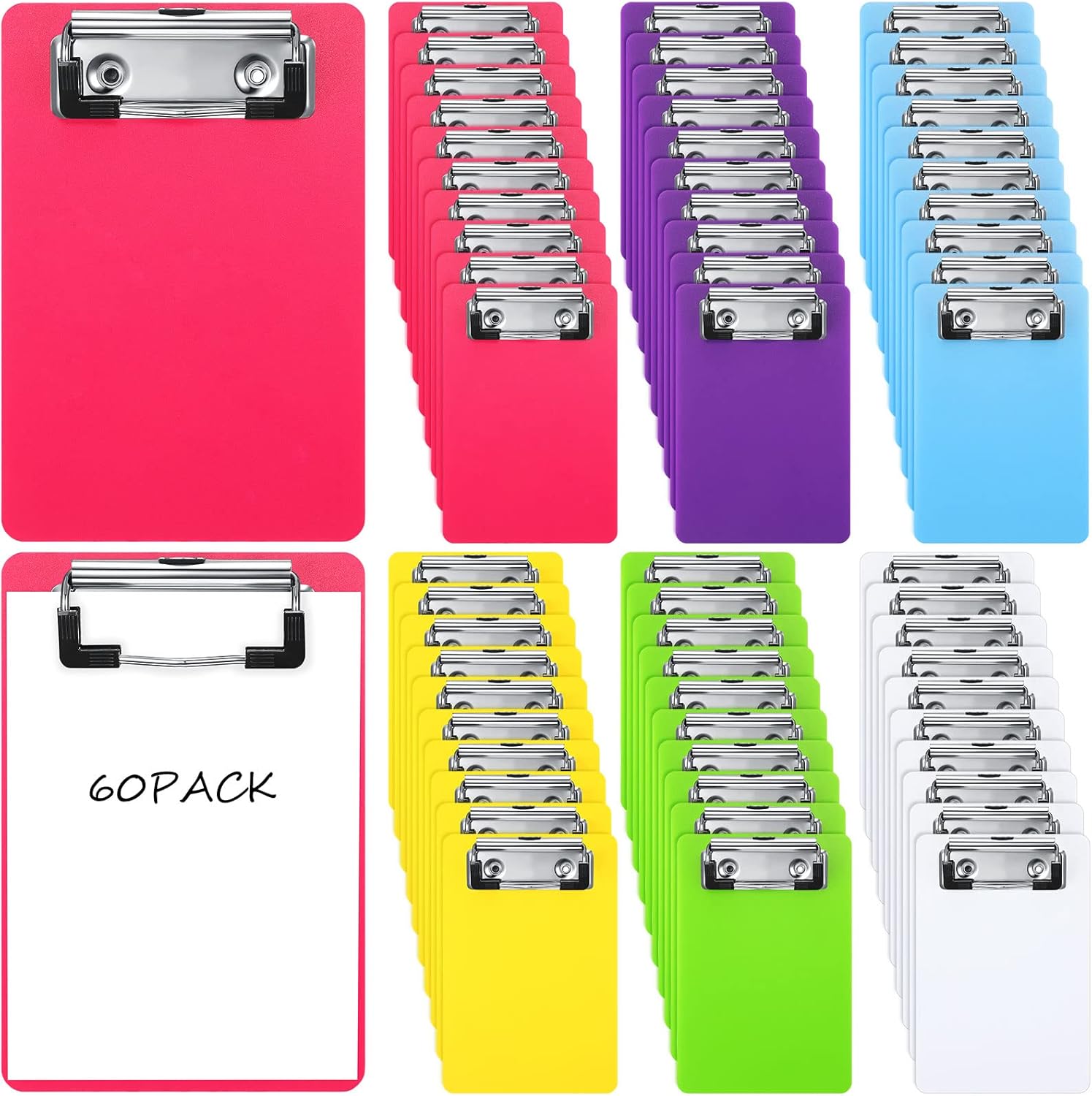 60 Pack Mini Clipboards 4 x 6 Inch Memo Small Clipboards