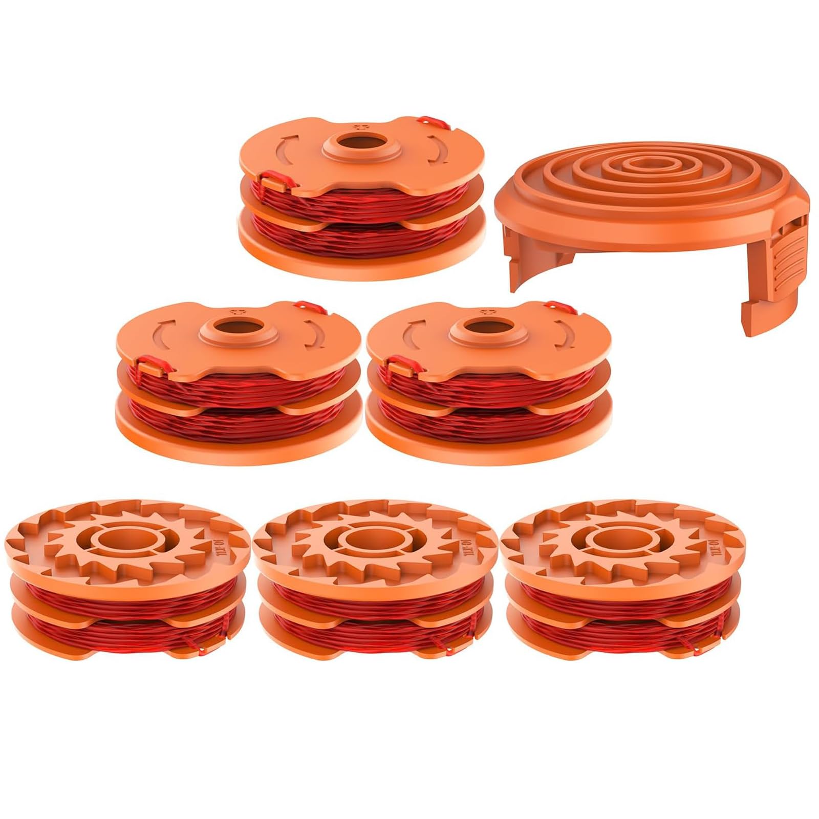 WX100 Strimmer Spool For McGregor MET4530 MET3525 MET6032,1.6mm 32ft Replacement Double Autofeed Spool for Qualcast GT25 GGT350A1 GT30(6 Spool +1 Cover)