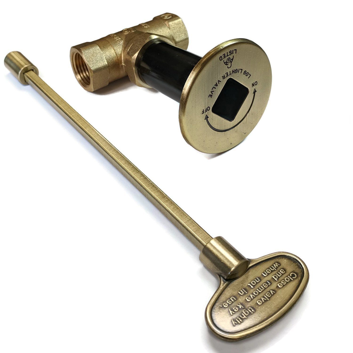 Midwest Hearth Gas Fire Pit Key Valve Kit 1/2 NPT Antique Brass
