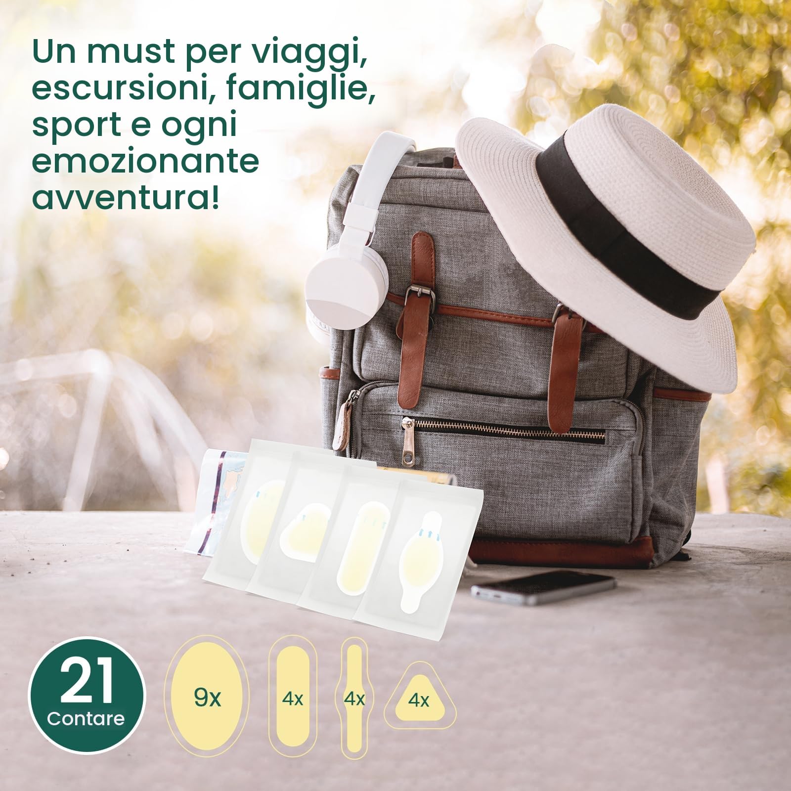 21 pezzi di cerotti per vesciche per i piedi - Welnove bende invisibili in gel idrocolloide per vesciche - cuscinetto per vesciche per tallone, piede, punta e pelle di protezione