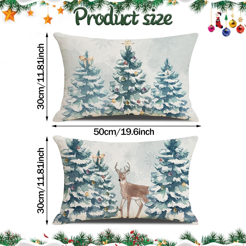 2 Pcs Cuscini Natalizi per Letto,Federe Cuscini Natalizi 50x30,Decorazioni Natalizie Lino,Quadrate per Cuscino per Divano,Federa a Tema Natalizio,Per Casa Addobbi Soggiorno Sedia Decorativi (Stile-D)