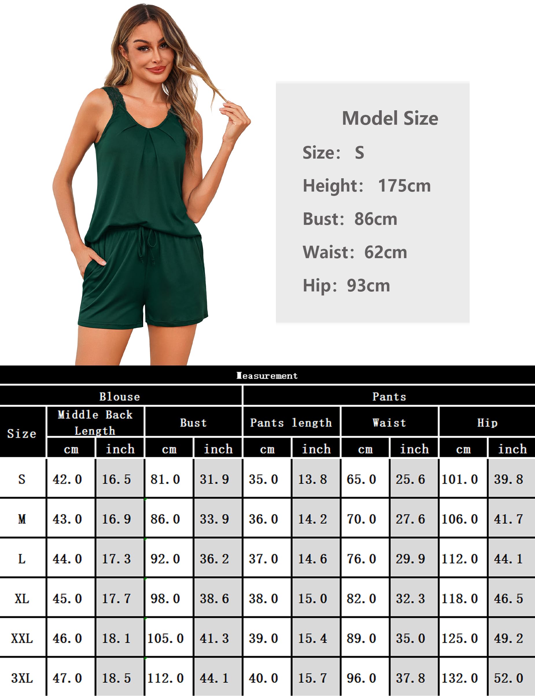 Uniexcosm Kurzer Schlafanzug Damen Pyjama Set Kurz Baumwolle Zweiteiliger Nachtwäsche Ärmelloses Spitze V-Ausschnitt Shirt und Schlafshort Sexy Sleepshirt für Frauen