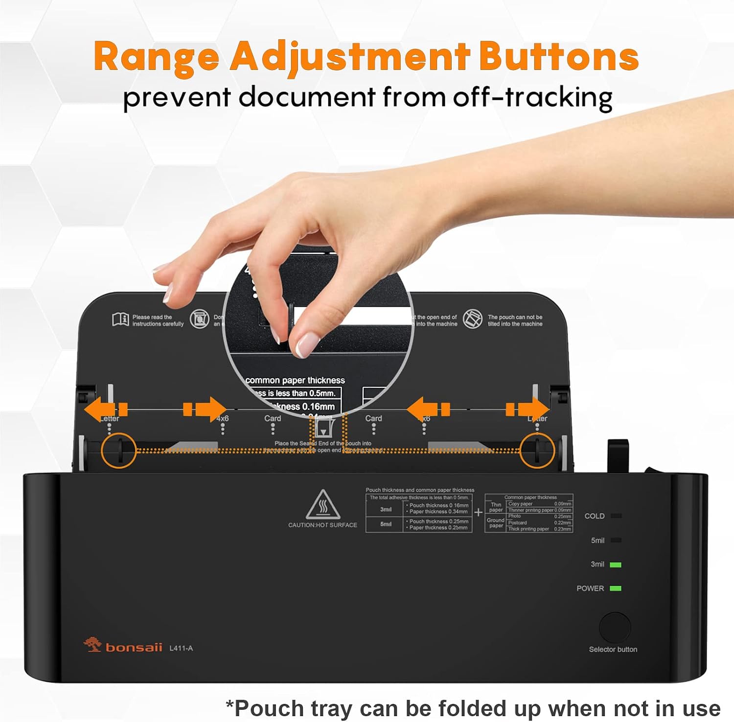Laminator Machine, 9 Inches Thermal Laminator with Hot and Cold Setting for A4/A5/A6, Never Jam Portable Laminating Machine with 4 Pouches for Home/Office/School Use