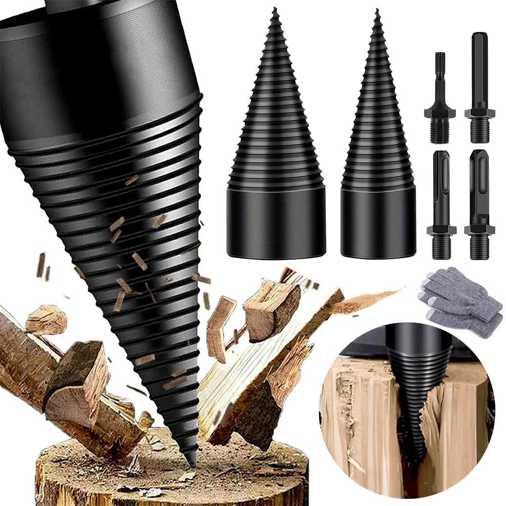 Punta Conica Spaccalegna per Trapano 45mm+32mm - 4PCS Spaccalegna Elettrico, Ampia gamma di Utilizzi, Preciso e Veloce