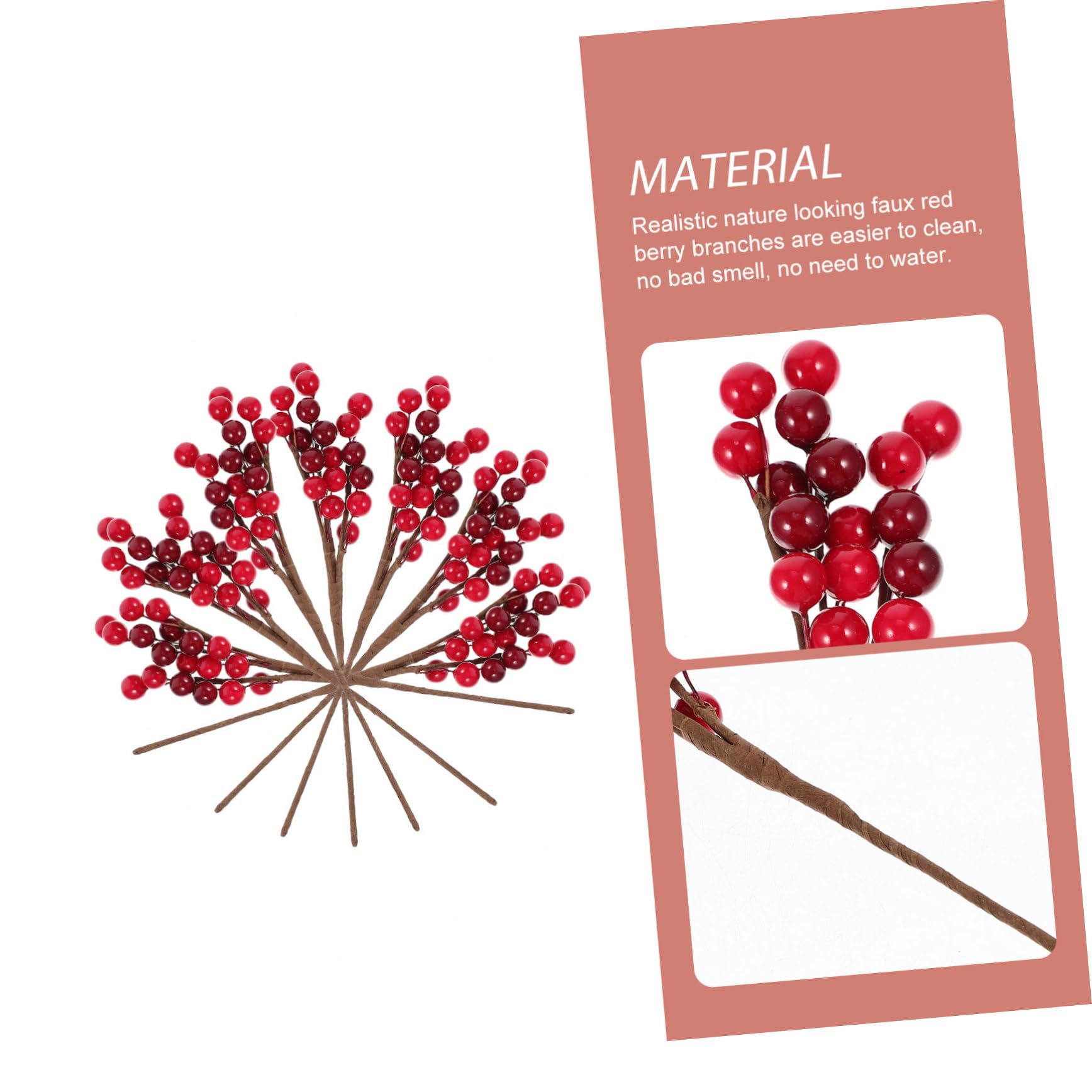 Cabilock 30 Pz Gambo di Bacche Rosse Artificiali Floreali Natalizie Bacca Rossa Artificiale Steli di Bacche Natalizie Spuntini a Bacca Rossa Decorazioni Natalizie Arredamento Schiuma