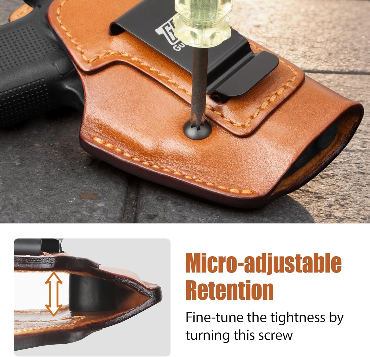 GUN & FLOWER IWB Leather Holster for Glock 43, 43X, 43X MOS - Optic Cut - Concealed Carry Holster, Appendix Inside Waistband, Fits 1.5"-1.75" Belts - Right Hand