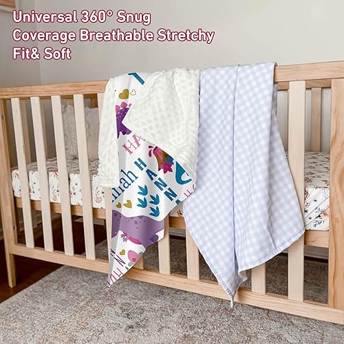 Miniatura 7 de Manta de bebé de doble capa con nombre personalizado, estampado de dinosaurio morado, regalos de cumpleaños para niños y niñas, manta de bebé