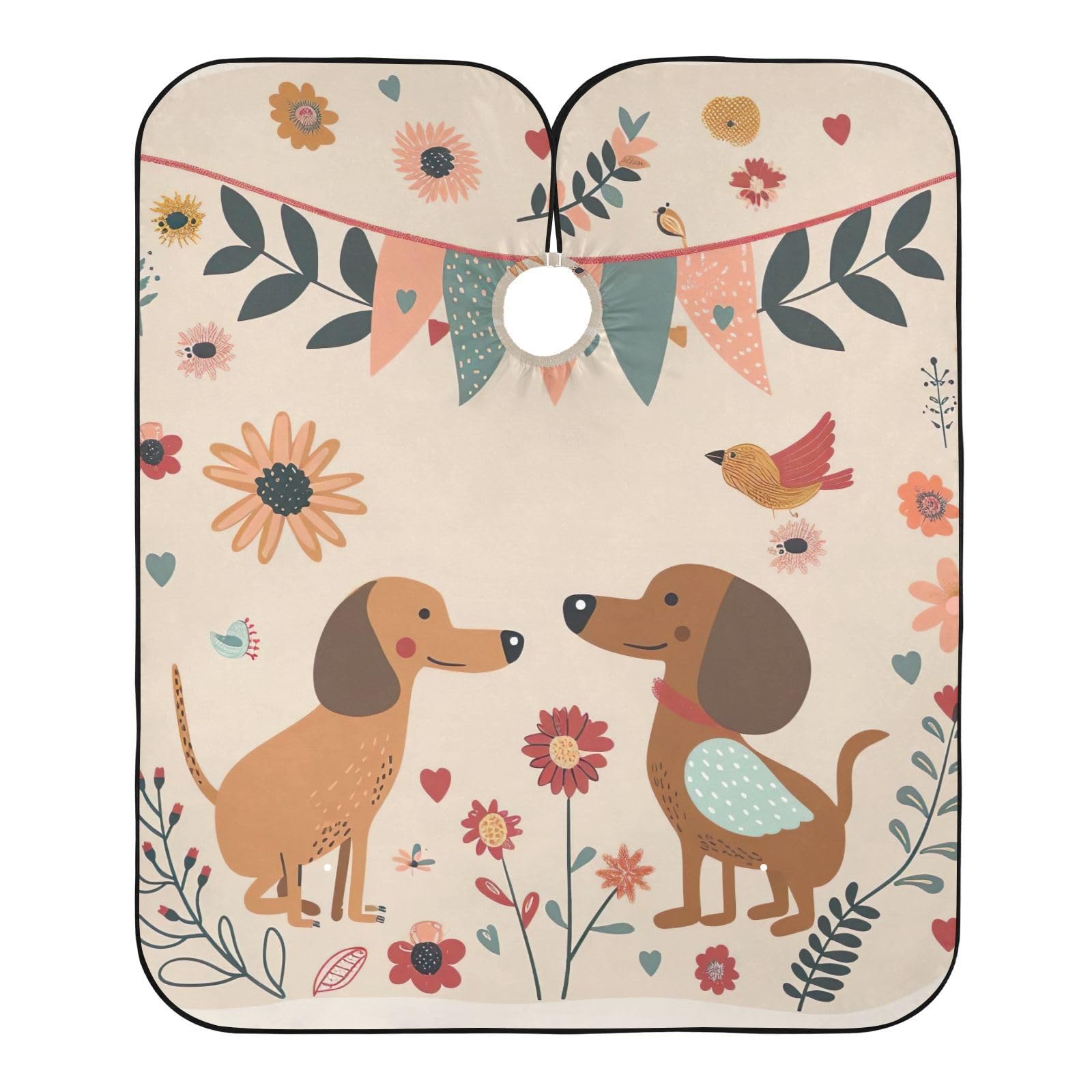 Hezely Dog Couple Hair Dye Cape, Barber Cape for Adults,Waterproof Salon Cape,Waterproof Hairdressing Styling Hair Cutting, 65