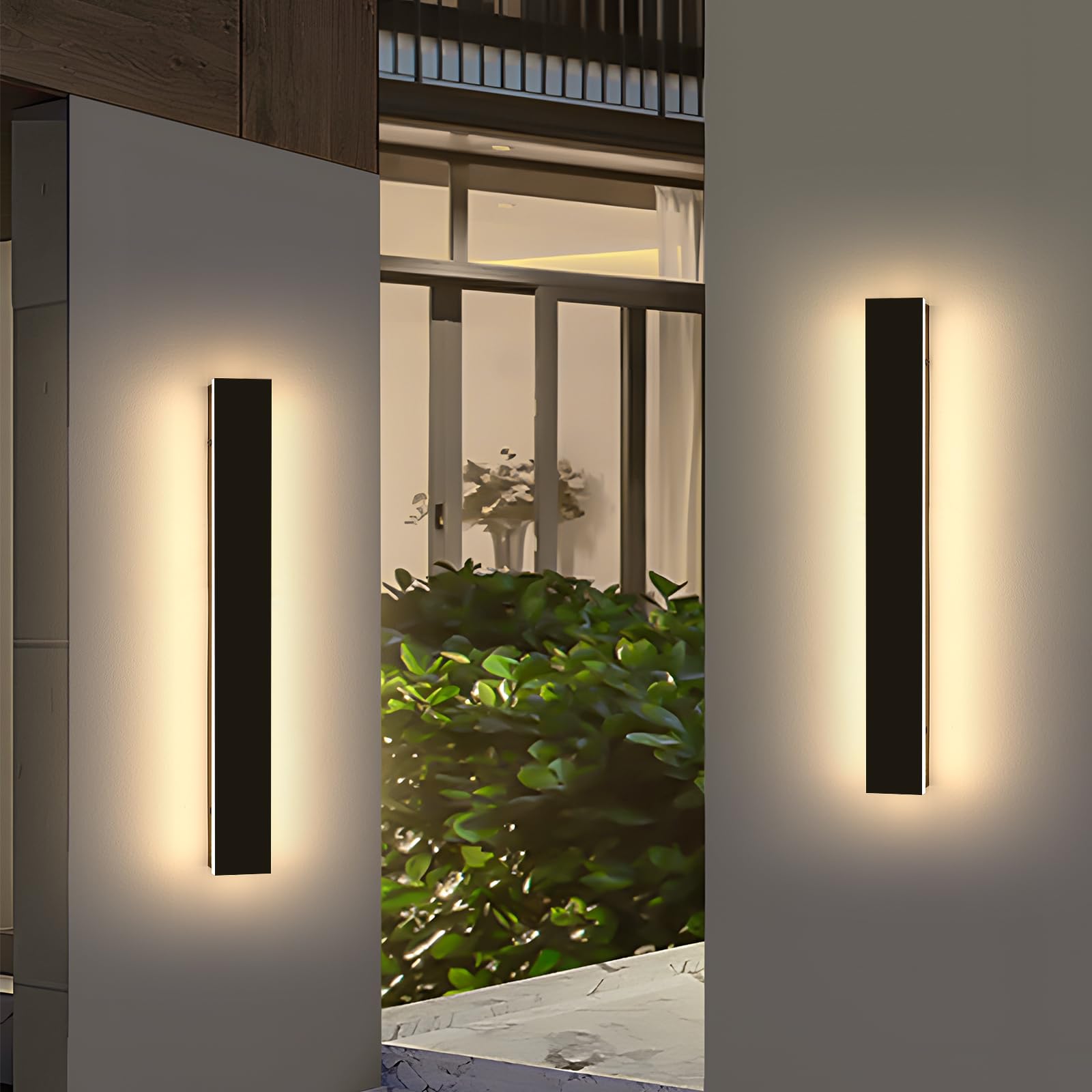 2 Pack 23.6inch Long Outdoor Wall Light, 24W, IP65 Waterproof