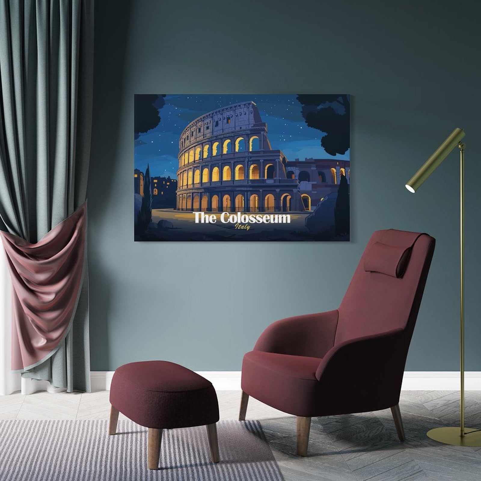 Junmoney The Colosseum at Night, Italy Room Decor Wall Art 24x36inch(60x90cm), for Lounge Decor, Offices Or Entryway Styling, A Flexible Wall Accent for Shared Spaces