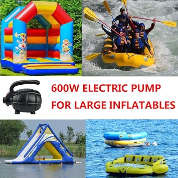 Electric Air Pump for Inflatables, AC (110V), 600W, 20L/min, Black, 4 Detachable Nozzles, Inflator/Deflator, Queen/King Size Air Mattress, Pool Toys, Boat, Raft