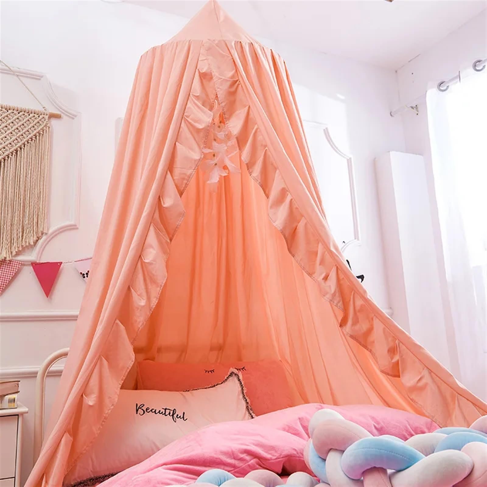 Biancheria da letto for bambini sospesa Tende for letto a cupola Tende a baldacchino Zanzariera Copriletto Tende for bambini che leggono Giocando Decorazioni for la casa(Pink)