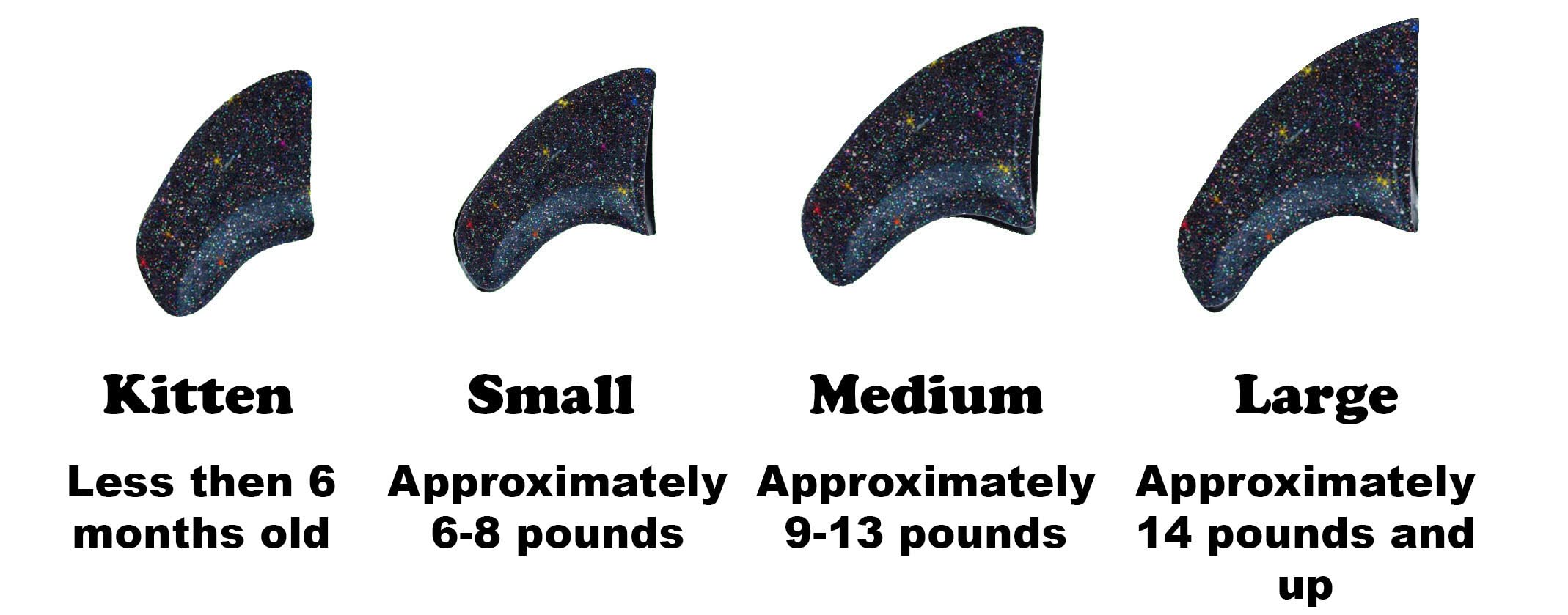 Purrdy Paws 40 Pack Soft Nail Caps for Cat Claws Black Holographic Glitter (Large)